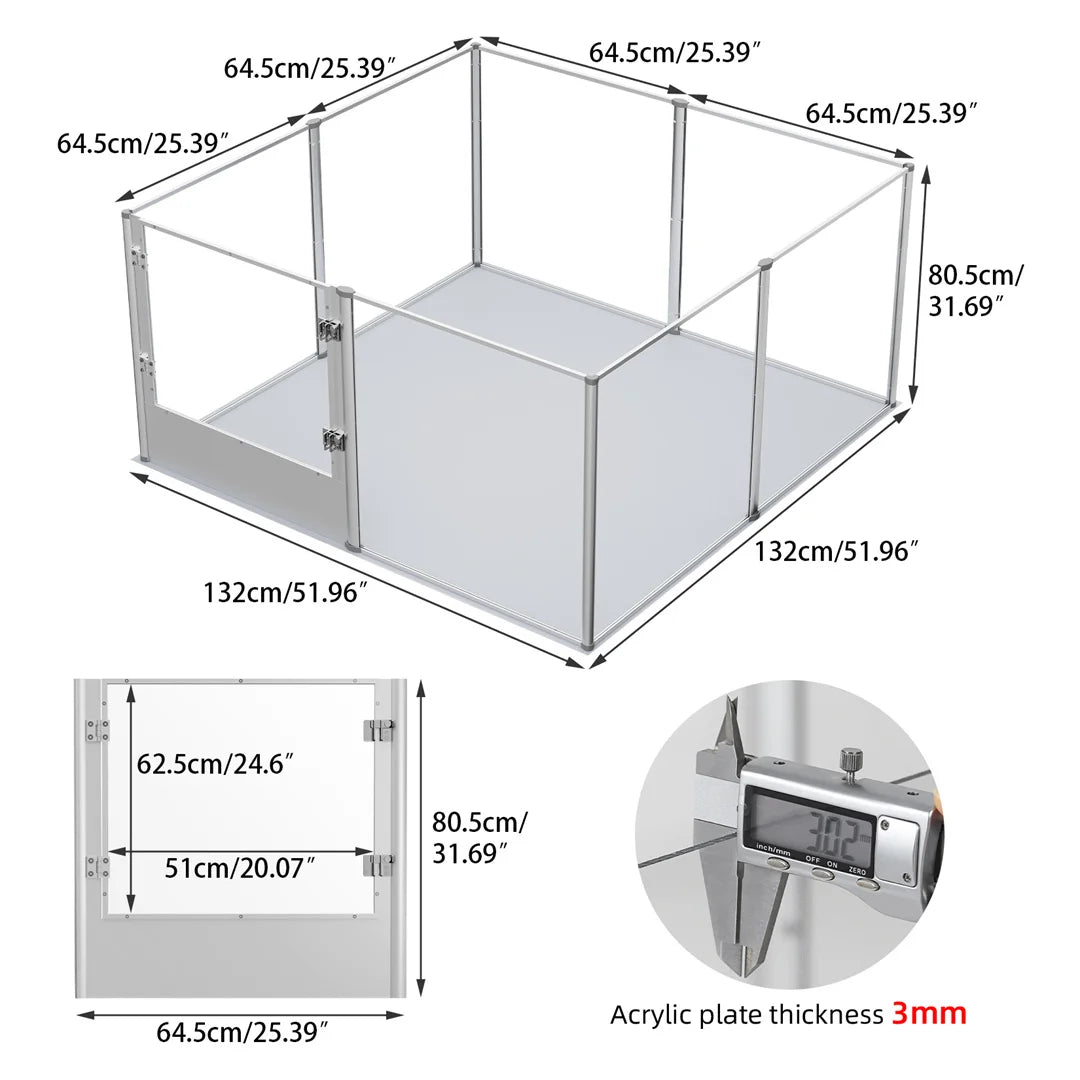 BINGOPAW Clear Acrylic Pet Playpen Whelping Pen Cage Waterproof Pad
