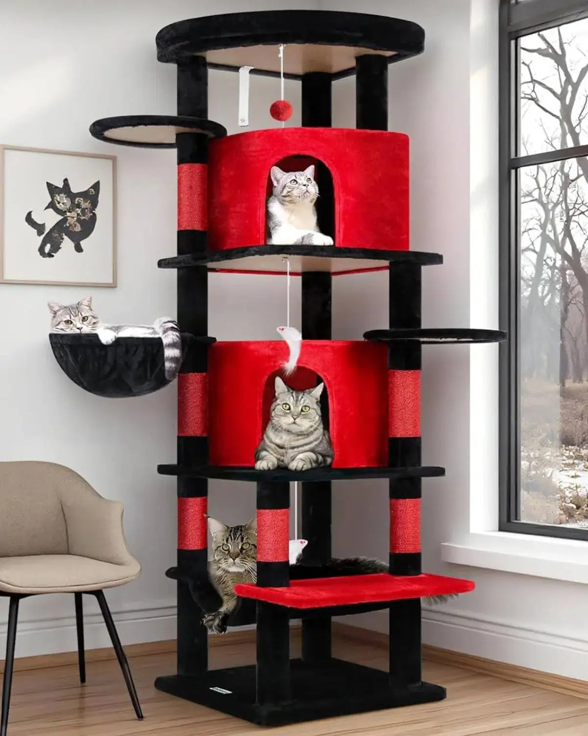 Corner Cat Tree Tower For Indoor Large Cats Four Levels
