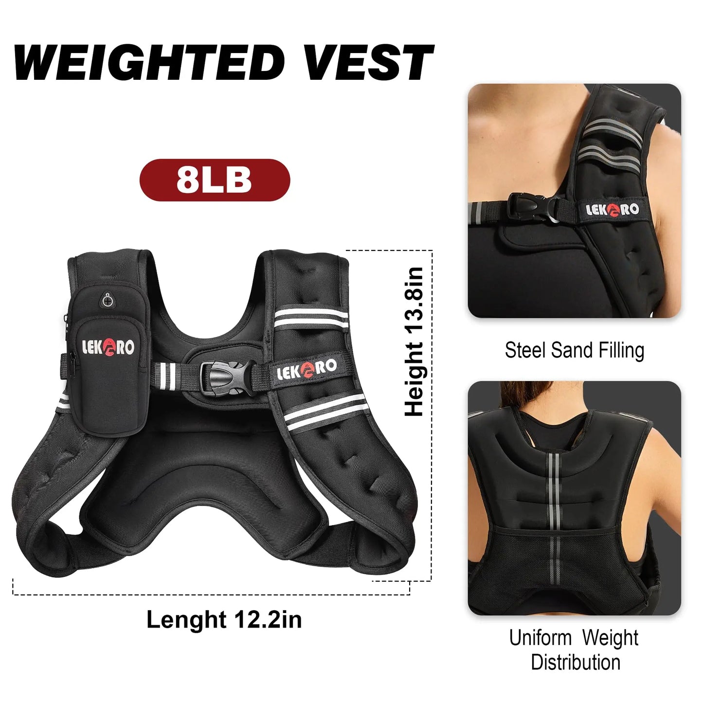 Weighted Vest For Men And Women With Reflective Strips For Running And Walking