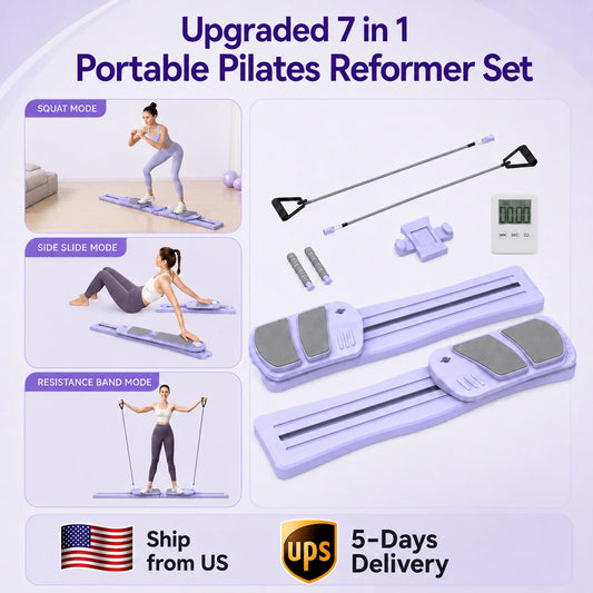 WSUEL Pilates Reformer Set 7 in 1 Home Workout System