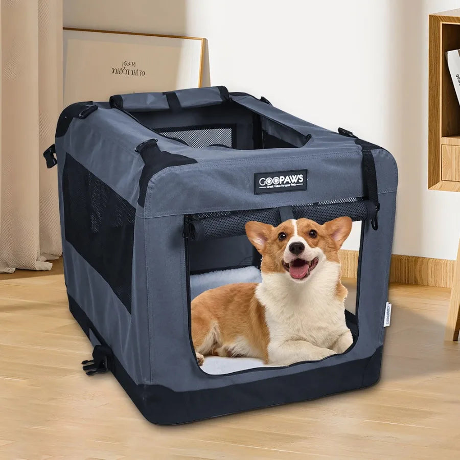 Soft-Pet Crate 3-Door Folding Kennel For Dogs And Cats