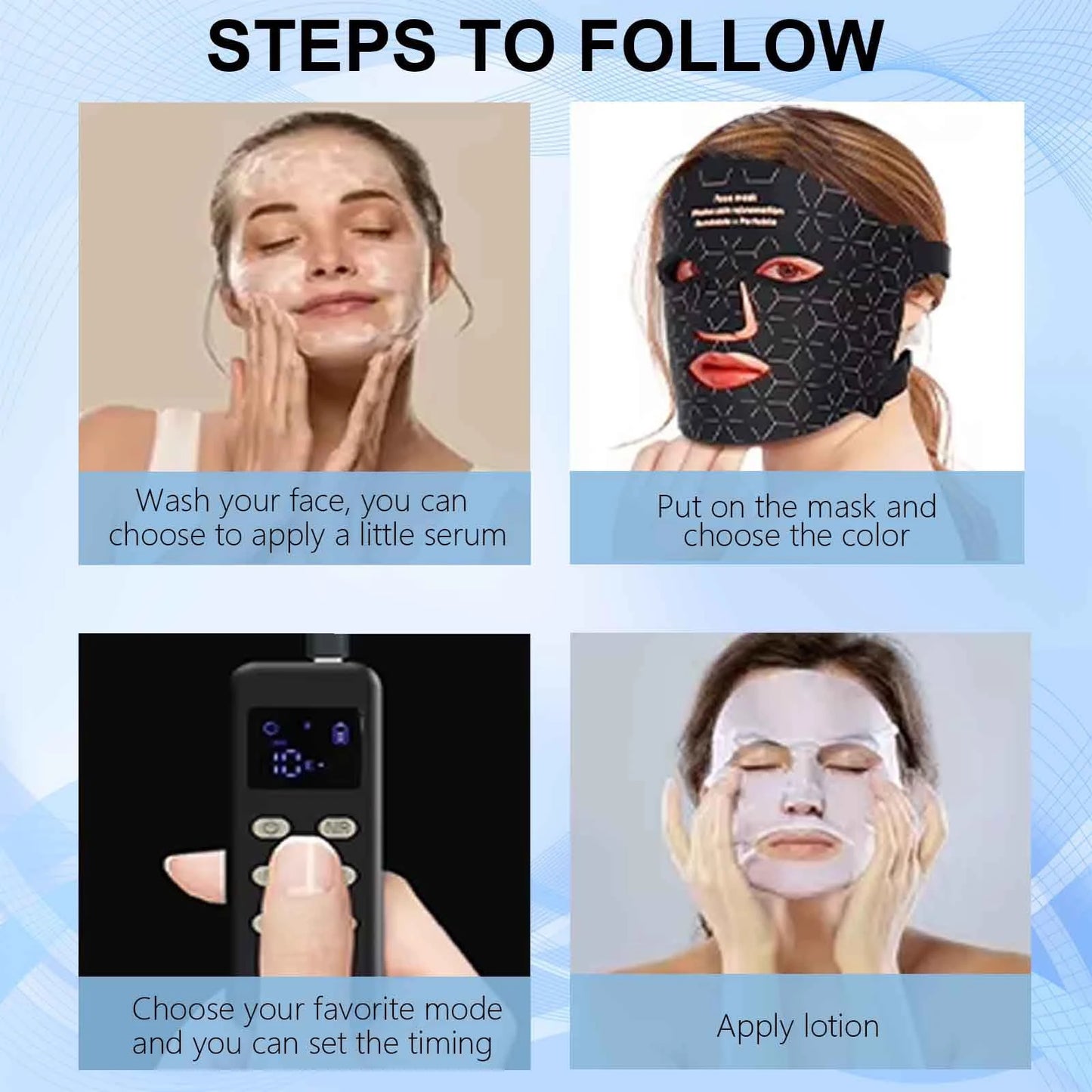 UBilli 4 Modes Portable Led Face Mask Red Light Therapy