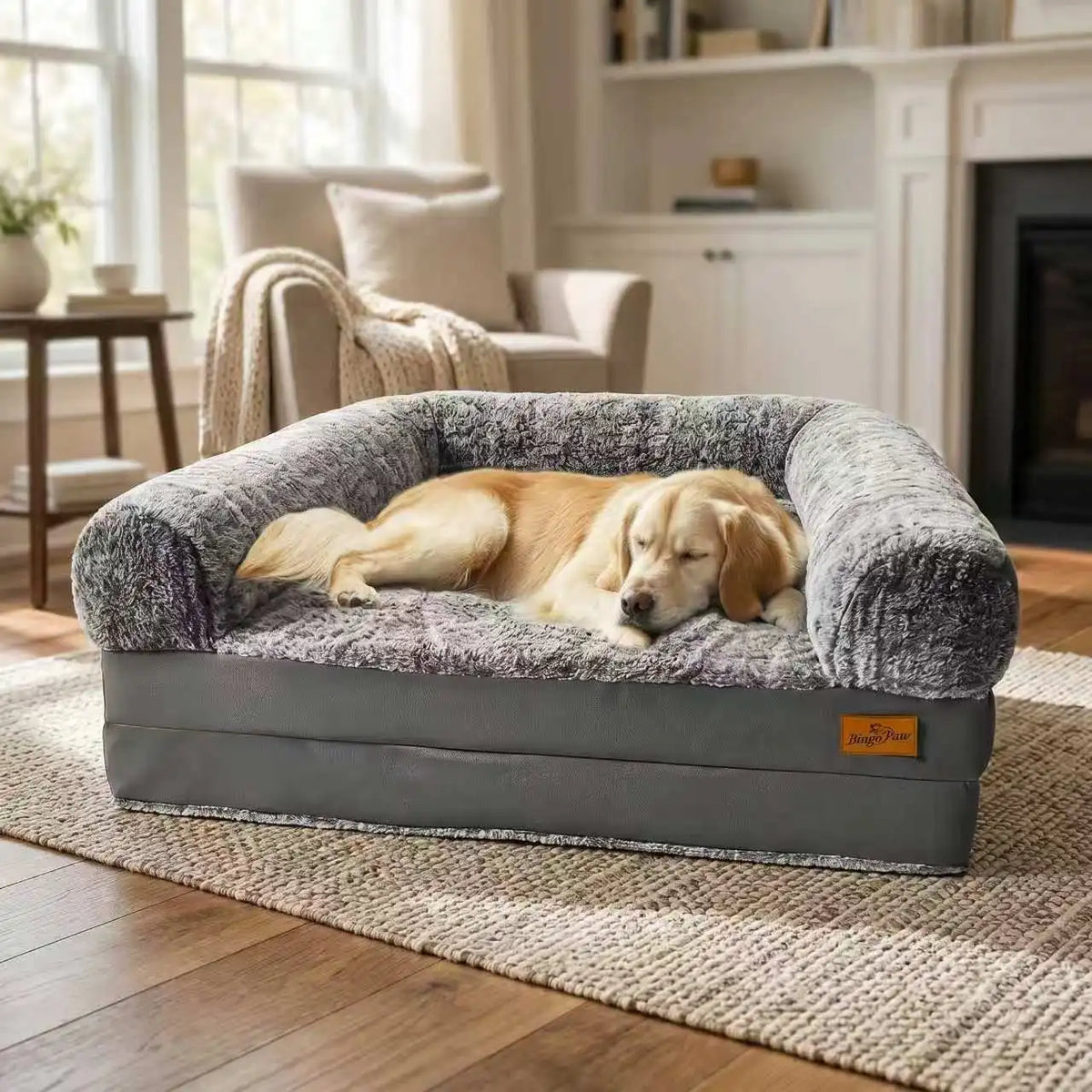 Bingopaw Giant Orthopedic Dog Bed With Washable Cover And Handles