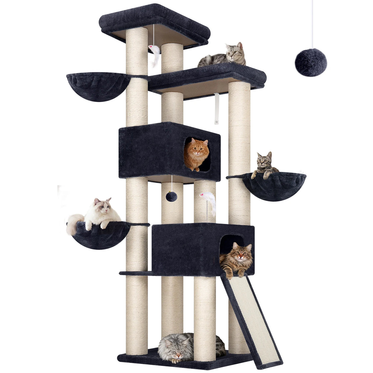 GLOBLAZER Multi-Level Cat Tree With Scratching Posts And Hammocks