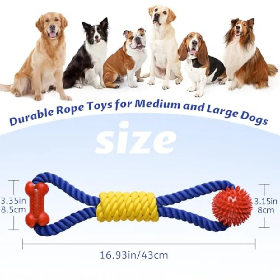 Interactive Dog Rope Tug Toy, Durable Chew And Pull Toy