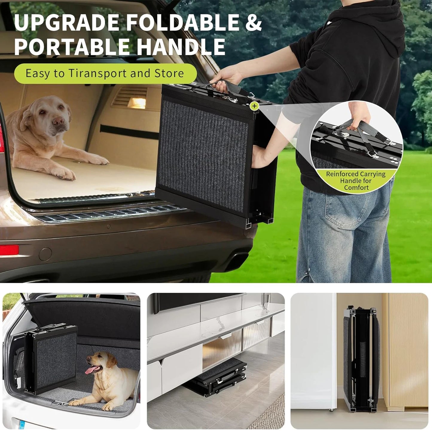 HiMISS Upgraded Dog Ramp For Cars Folding Non Slip Surface