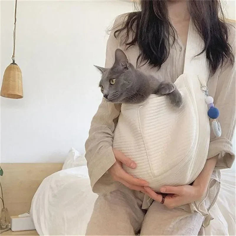 Pet Crossbody Sling Carrier Bag For Cats Dogs Canvas Travel Bag