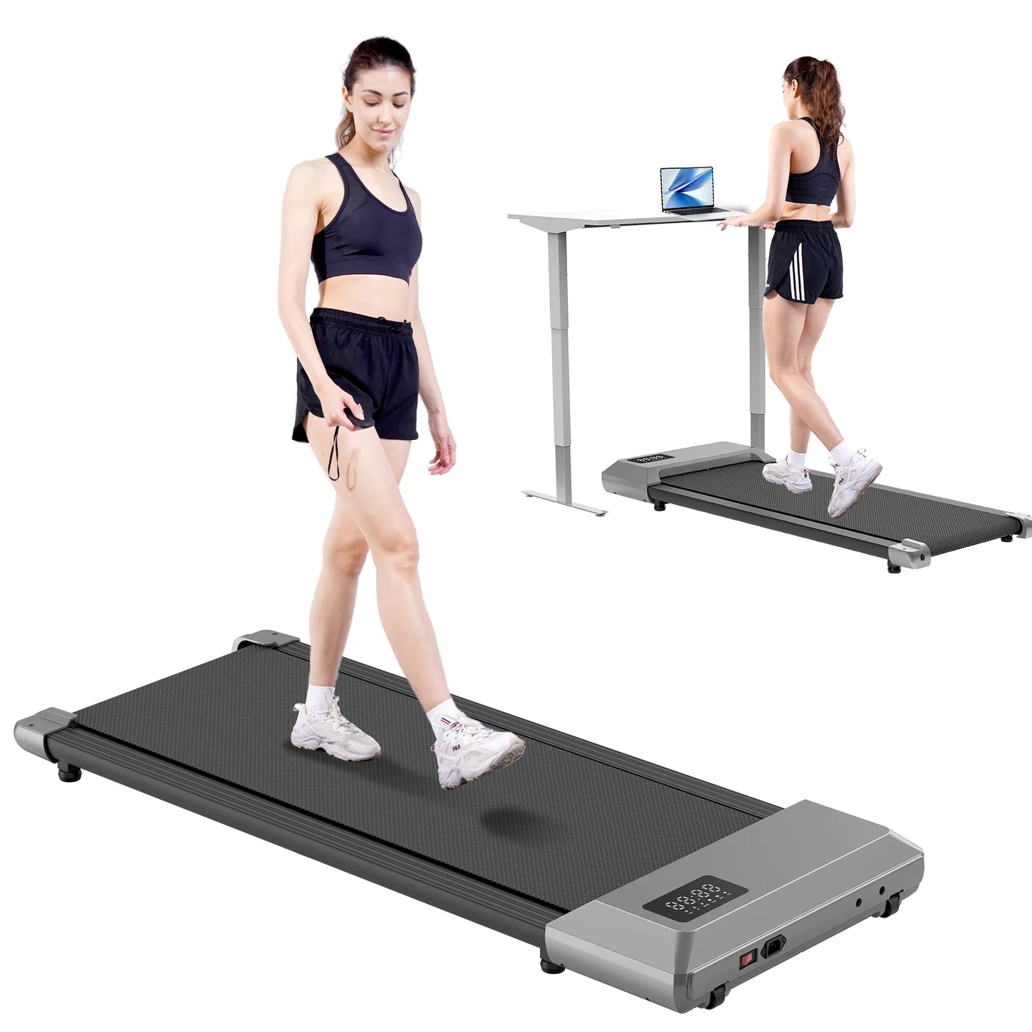 2 In 1 Walking Pad Treadmill For HomeOfficeUnderDesk UltraQuiet