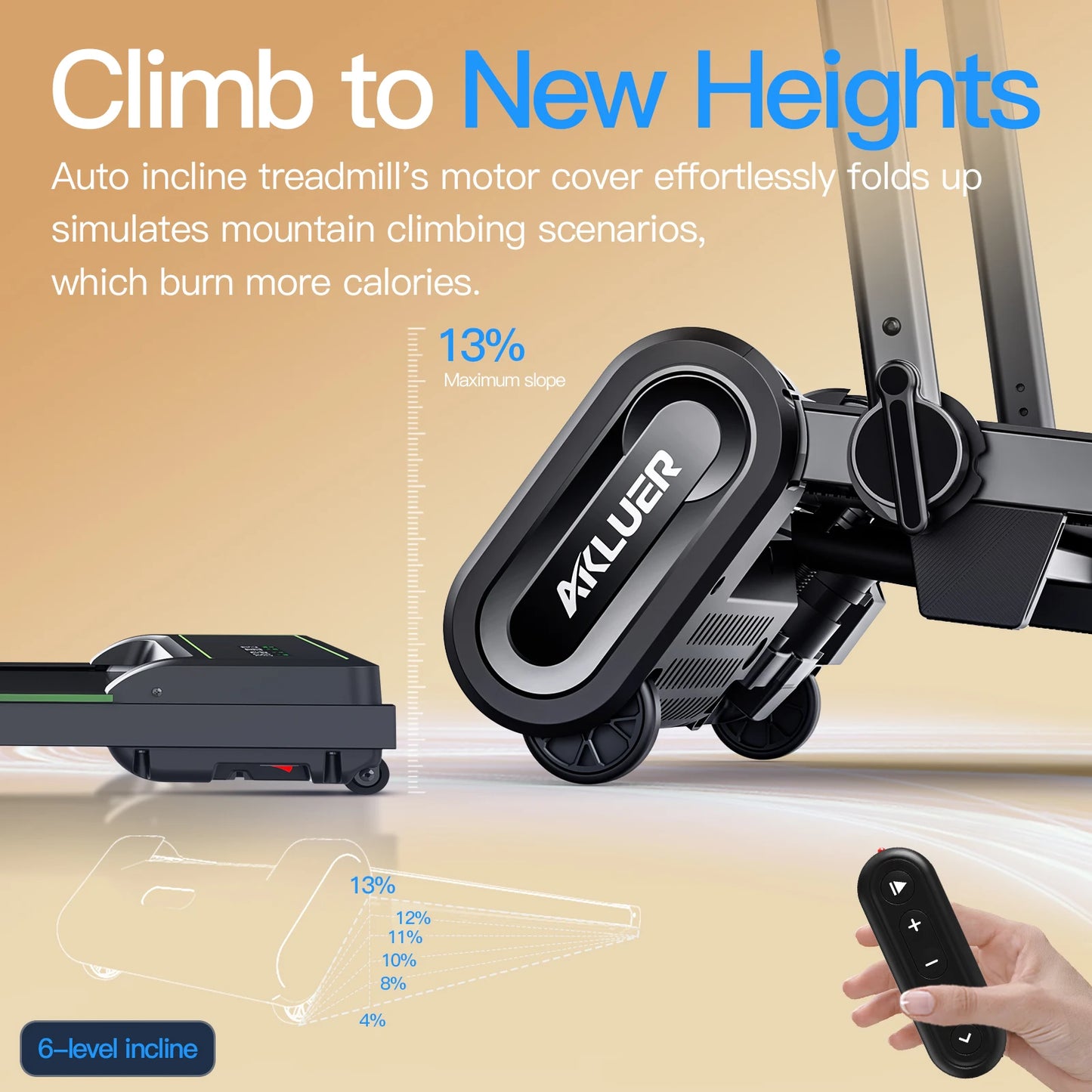 AKLUER Auto Incline Walking Pad UnderDesk Treadmill 2.5HP
