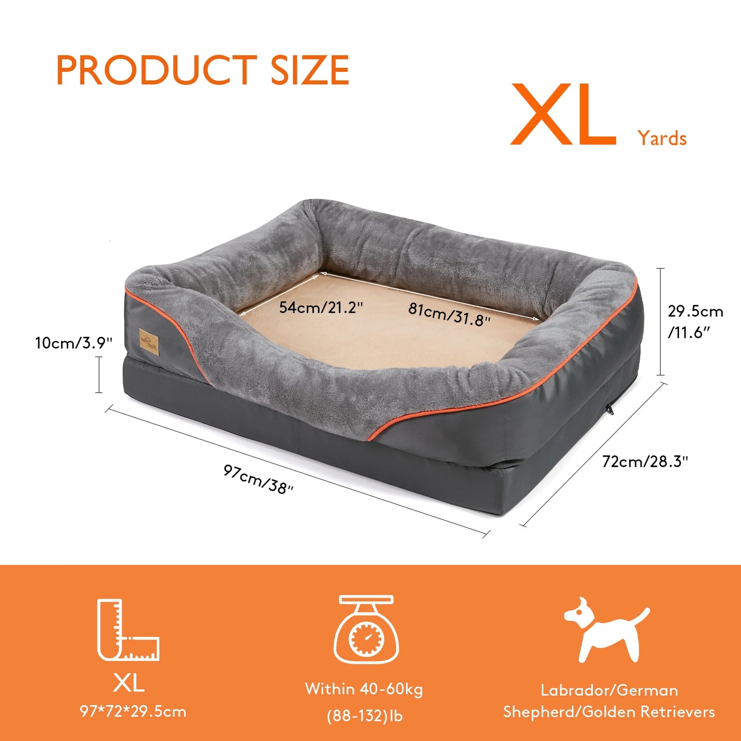 BORWART Orthopedic Memory Foam Dog Bed Sofa With Waterproof Removable Cover