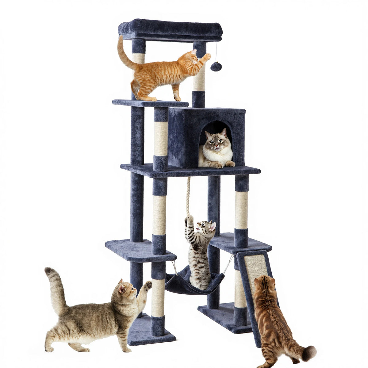 JHK Multilevel Cat Tree Tower With Sisal Scratching Posts
