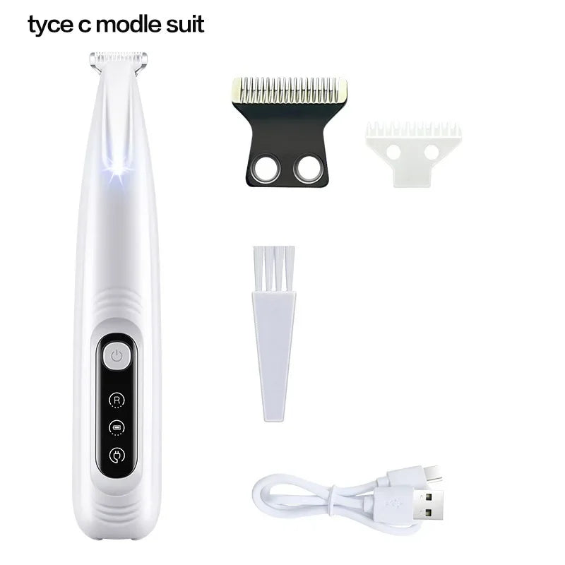 Dog Paw Trimmer With LED Light Waterproof Pet Grooming Clippers