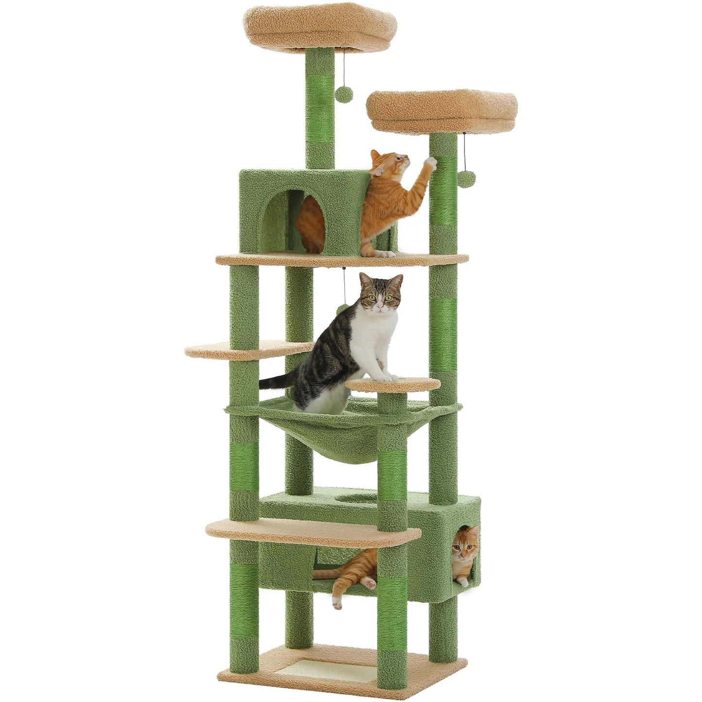 PEQULTI CN Multi Level Cat Tree Tower With Scratching Posts Cat Condo And Hammock