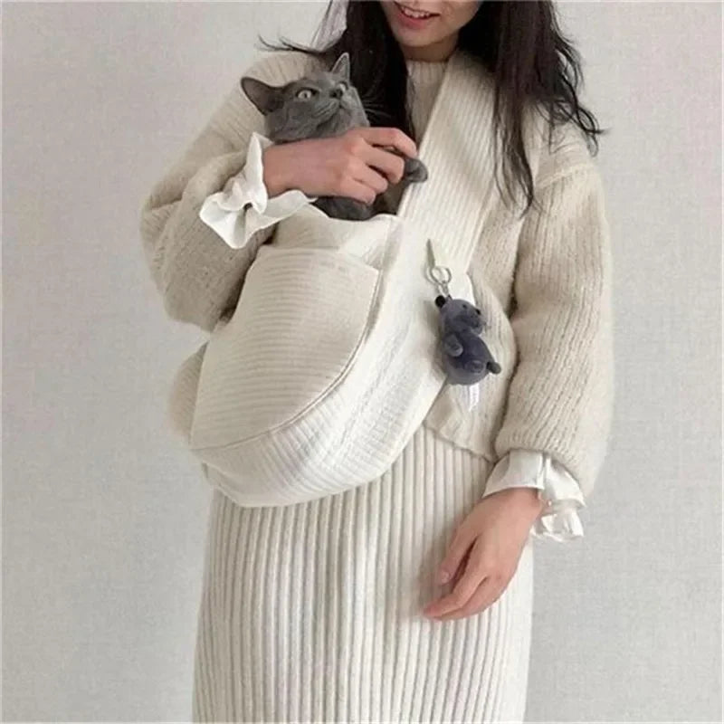Pet Crossbody Sling Carrier Bag For Cats Dogs Canvas Travel Bag