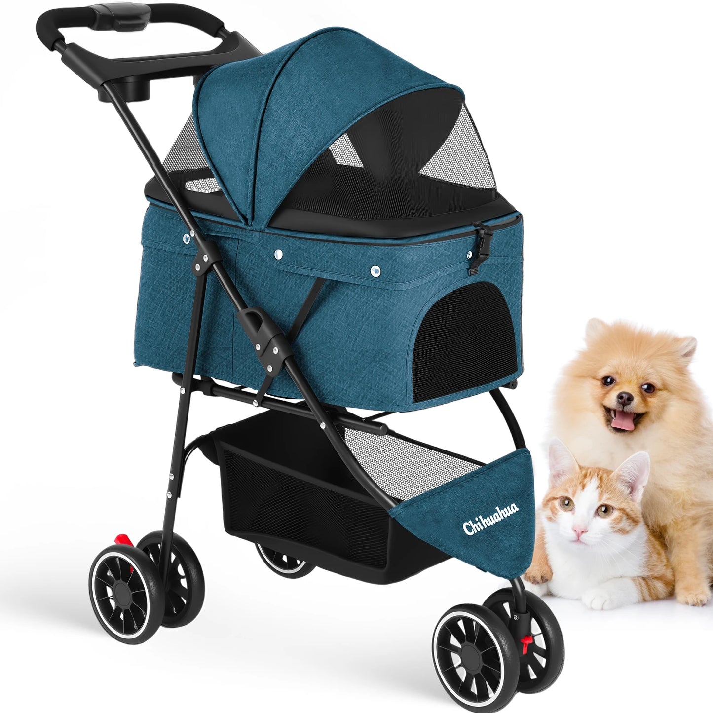 Chihuahua Pet Stroller Foldable for Small Medium Cats and Dogs