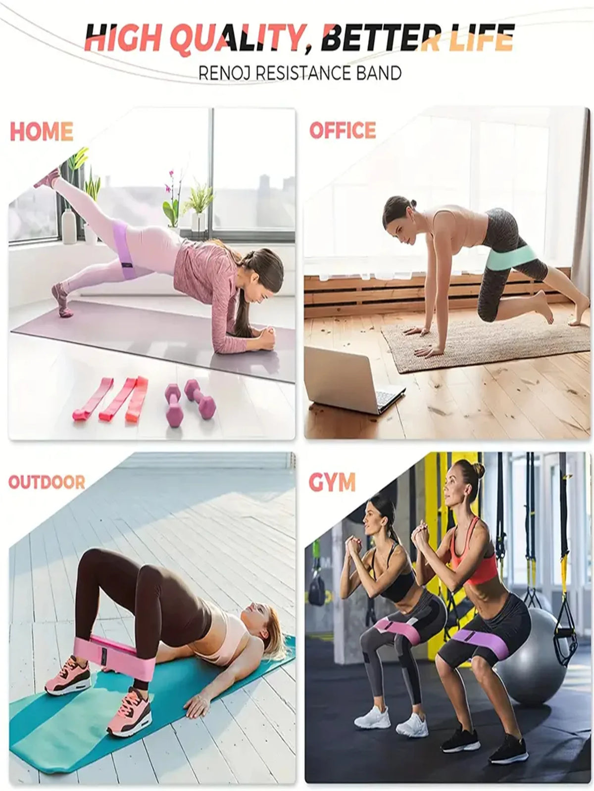 Pilates Yoga Resistance Bands For Legs Booty And Flexibility
