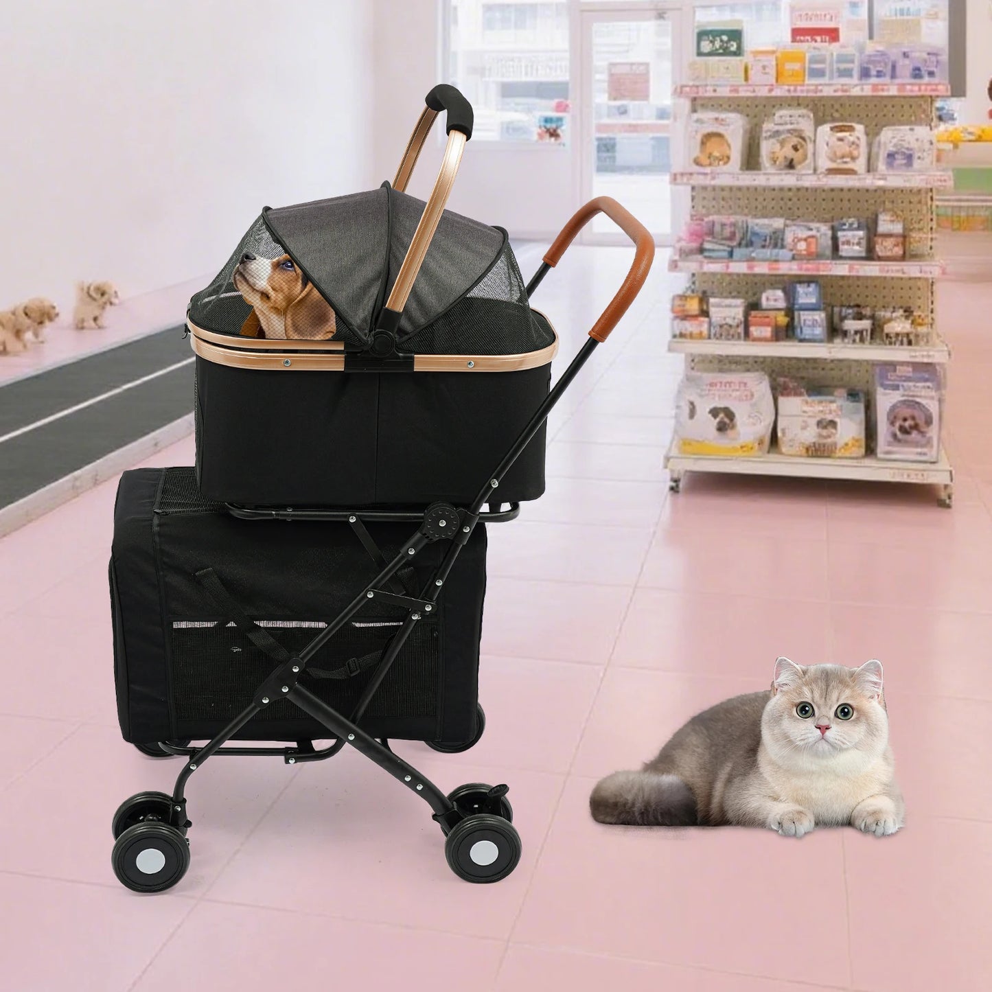 Bymaocar Foldable Pet Stroller for Small and Medium Dogs