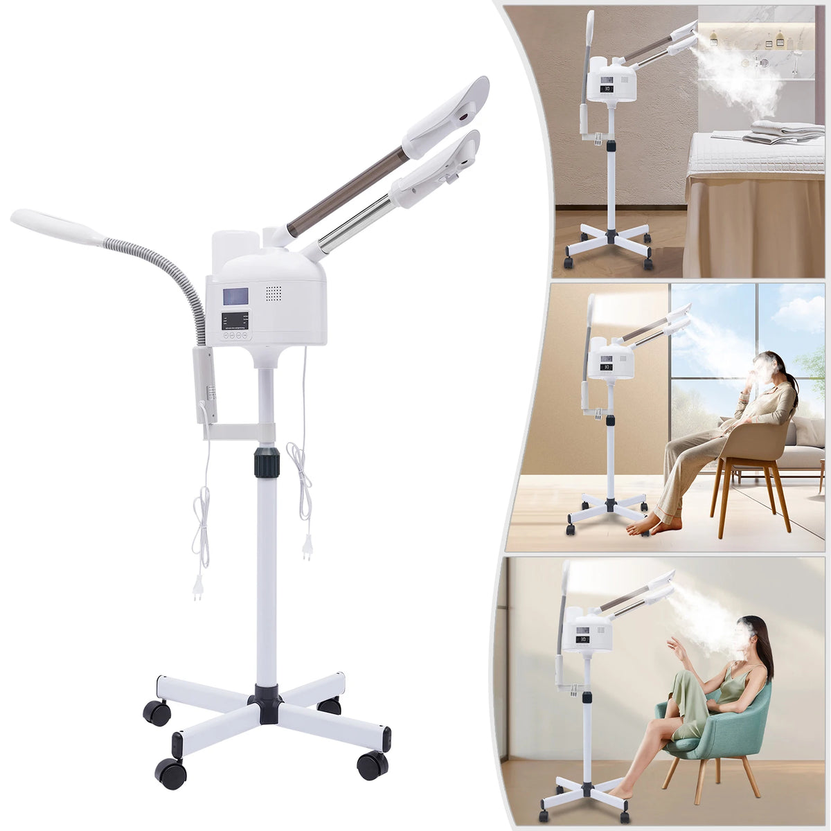 Bymaocar Facial Steamer With Hot Cold Nozzle And LED Lamp