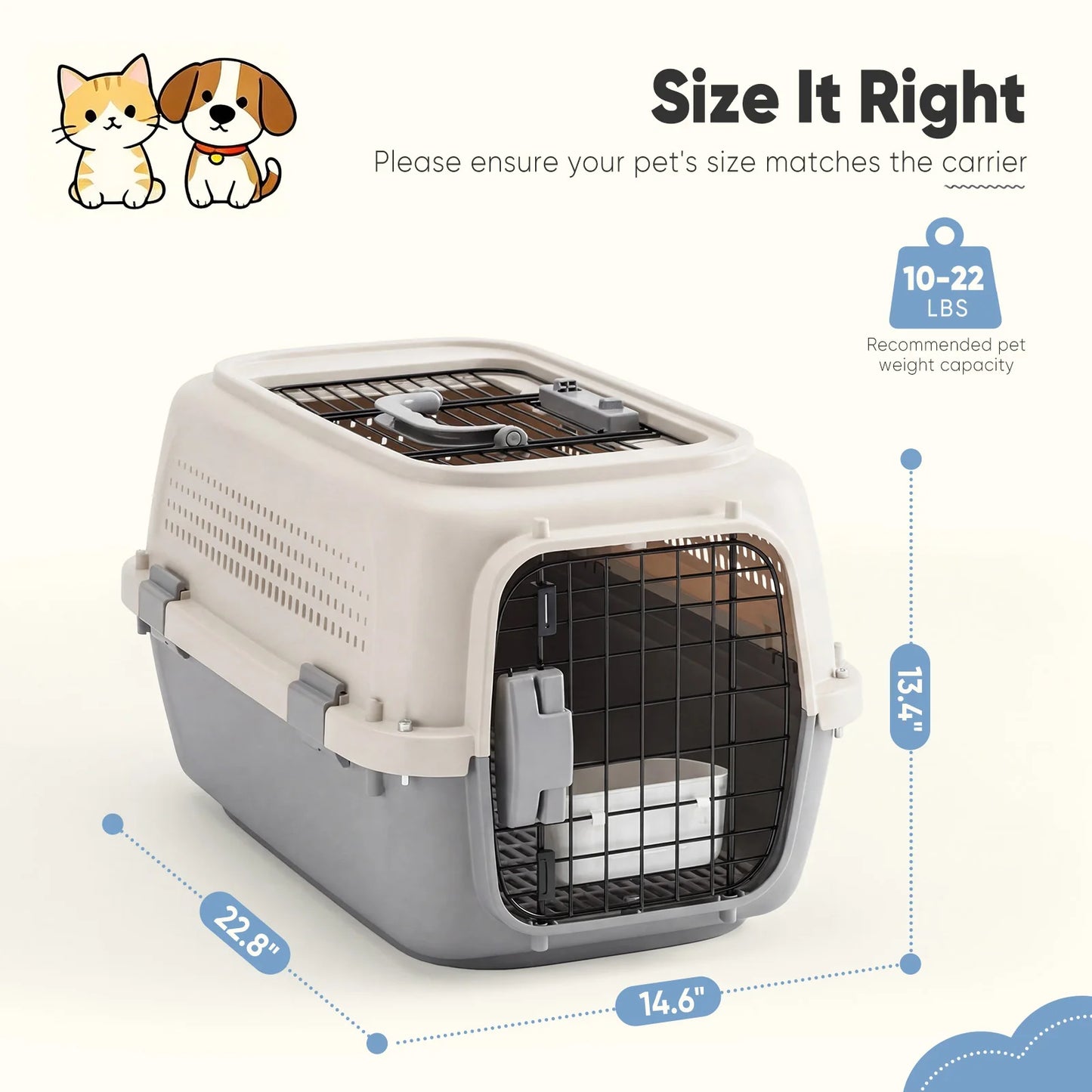 Pet Carrier for Small Dogs and Cats Front Load Door