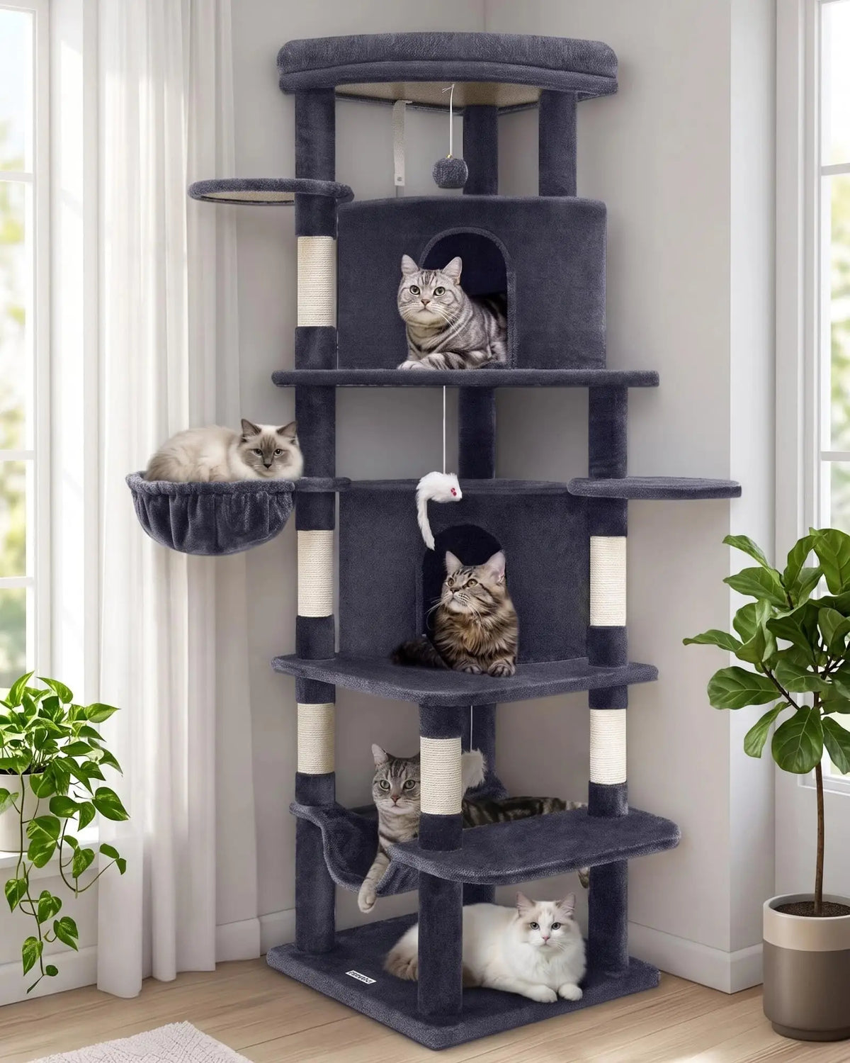 Corner Cat Tree Tower For Indoor Large Cats Four Levels