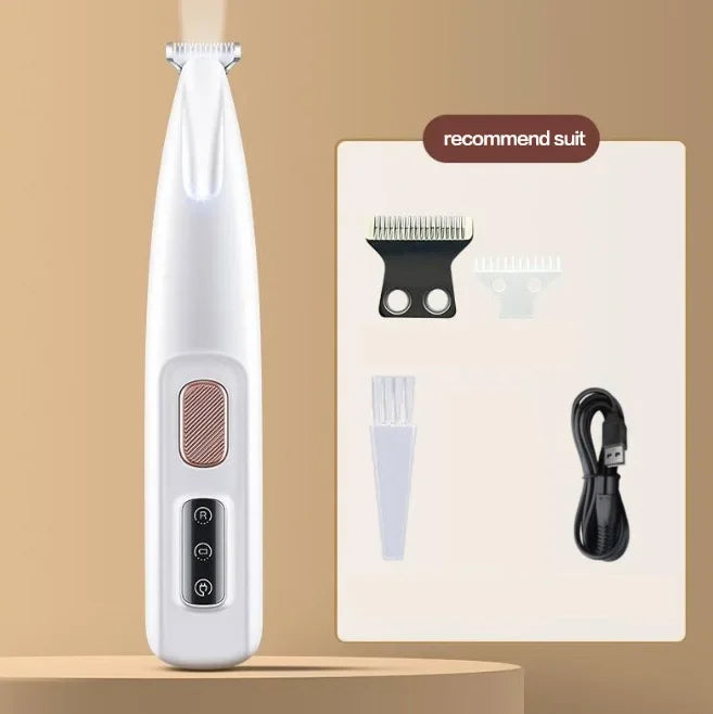 Dog Paw Trimmer With LED Light Waterproof Pet Grooming Clippers