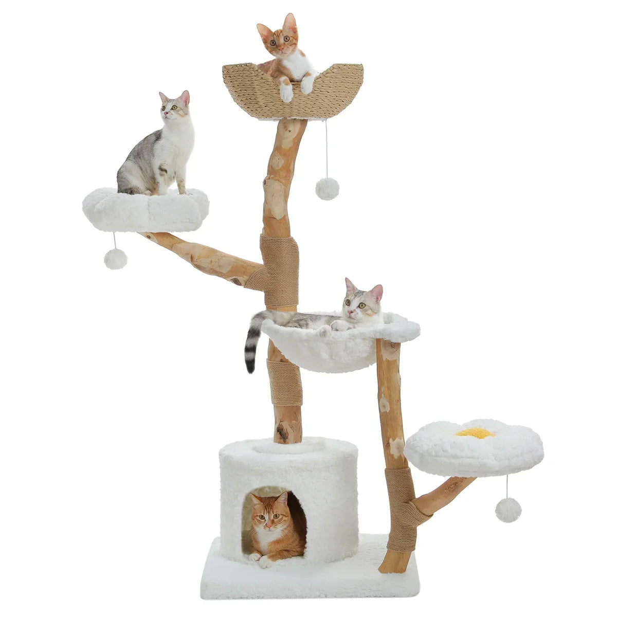 Multi-Level Cat Tree With Sisal Scratching Post And Basket Bed