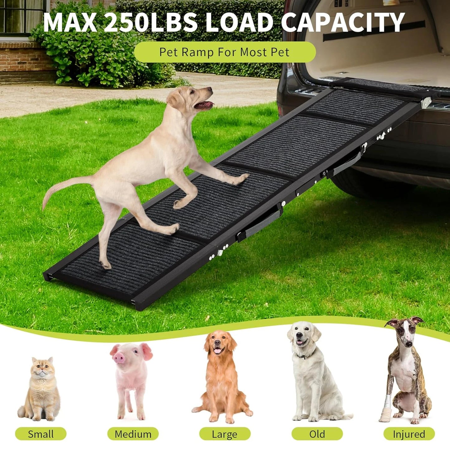 HiMISS Upgraded Dog Ramp For Cars Folding Non Slip Surface