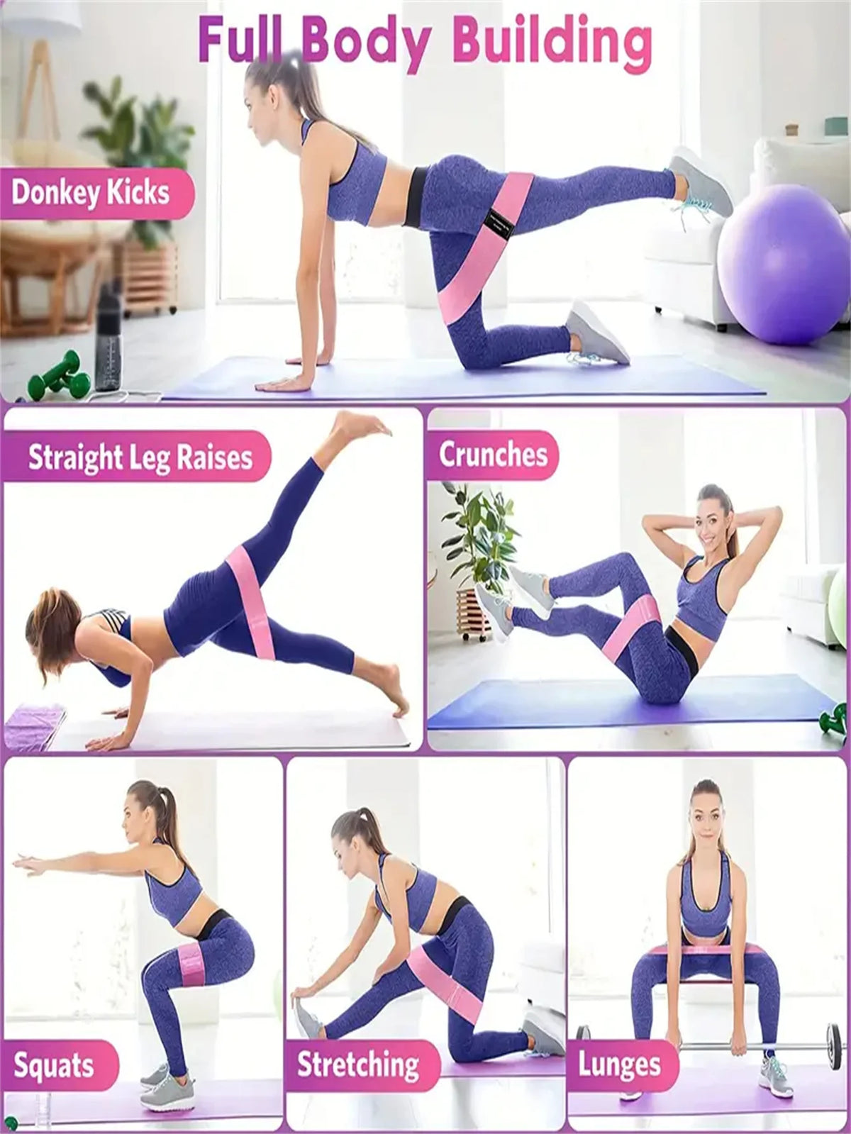 Pilates Yoga Resistance Bands For Legs Booty And Flexibility