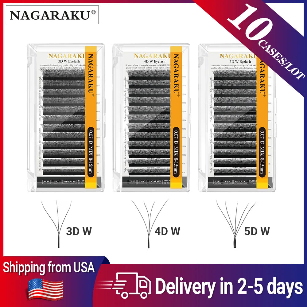 NAGARAKU W Shape 3D 4D 5D Eyelash Extensions Natural Volume