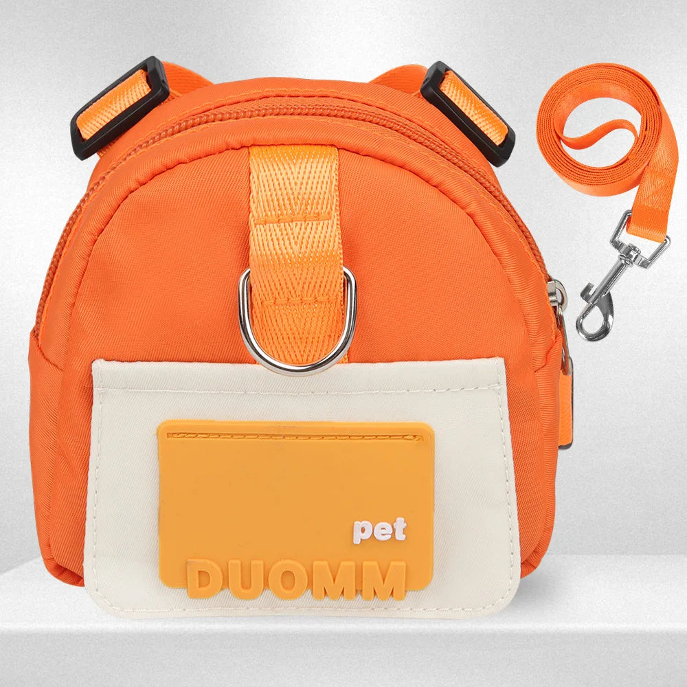 Cute Adjustable Pet Backpack With Harness Leash And Treat Pouch