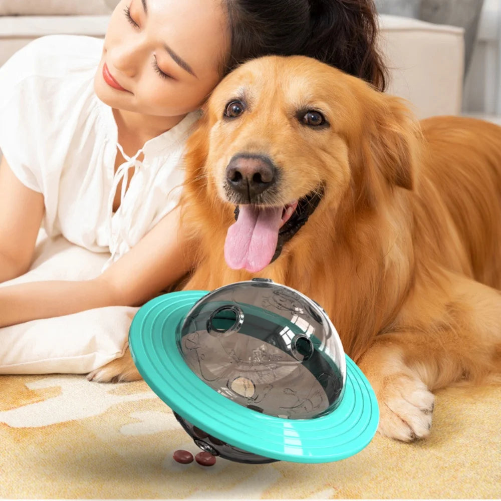 Chew Proof Flying Saucer Dog Toy Treat Dispenser Unbreakable