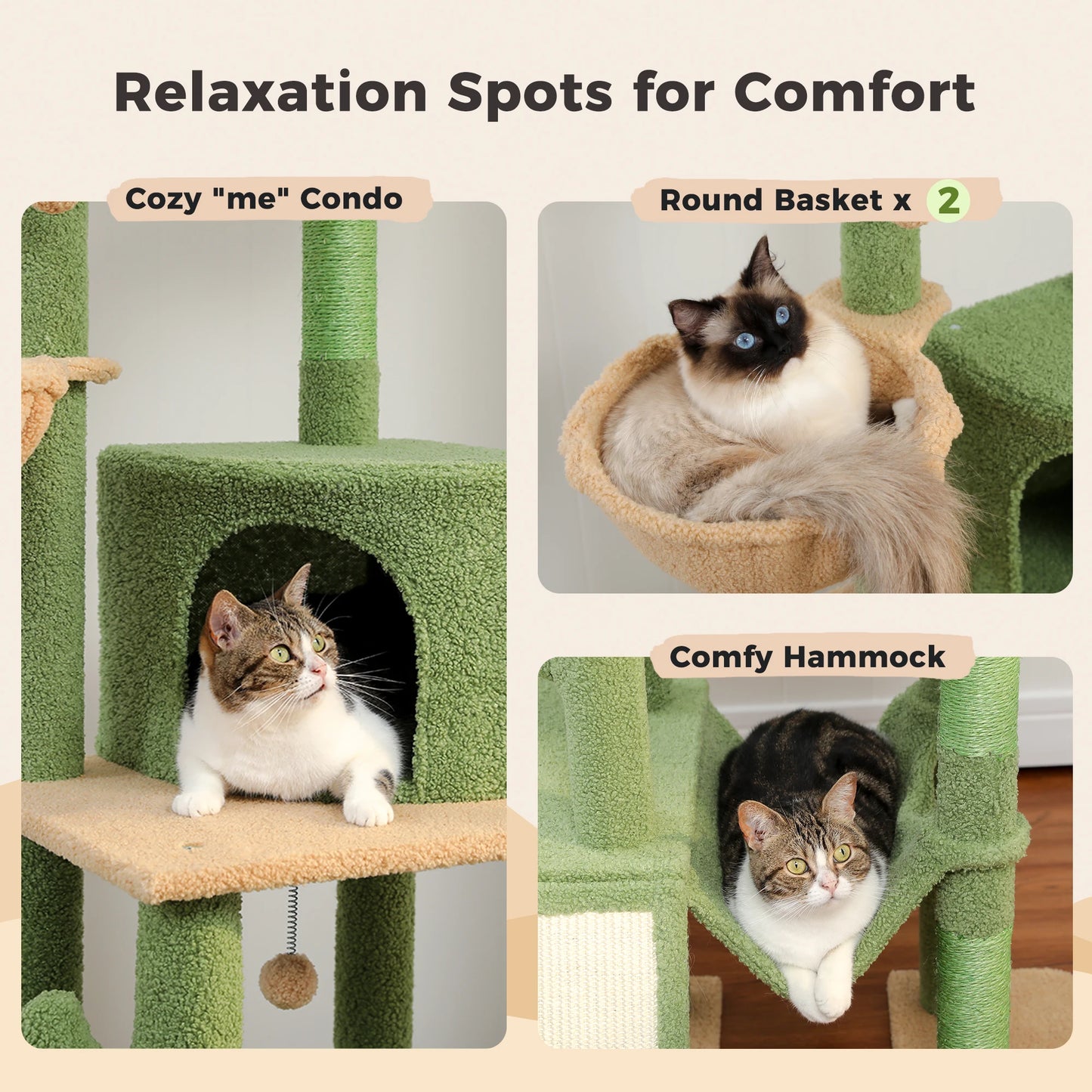 PAWZ Road Cactus Cat Tree Floor To Ceiling Cat Tower Five Tiers Scratching Posts