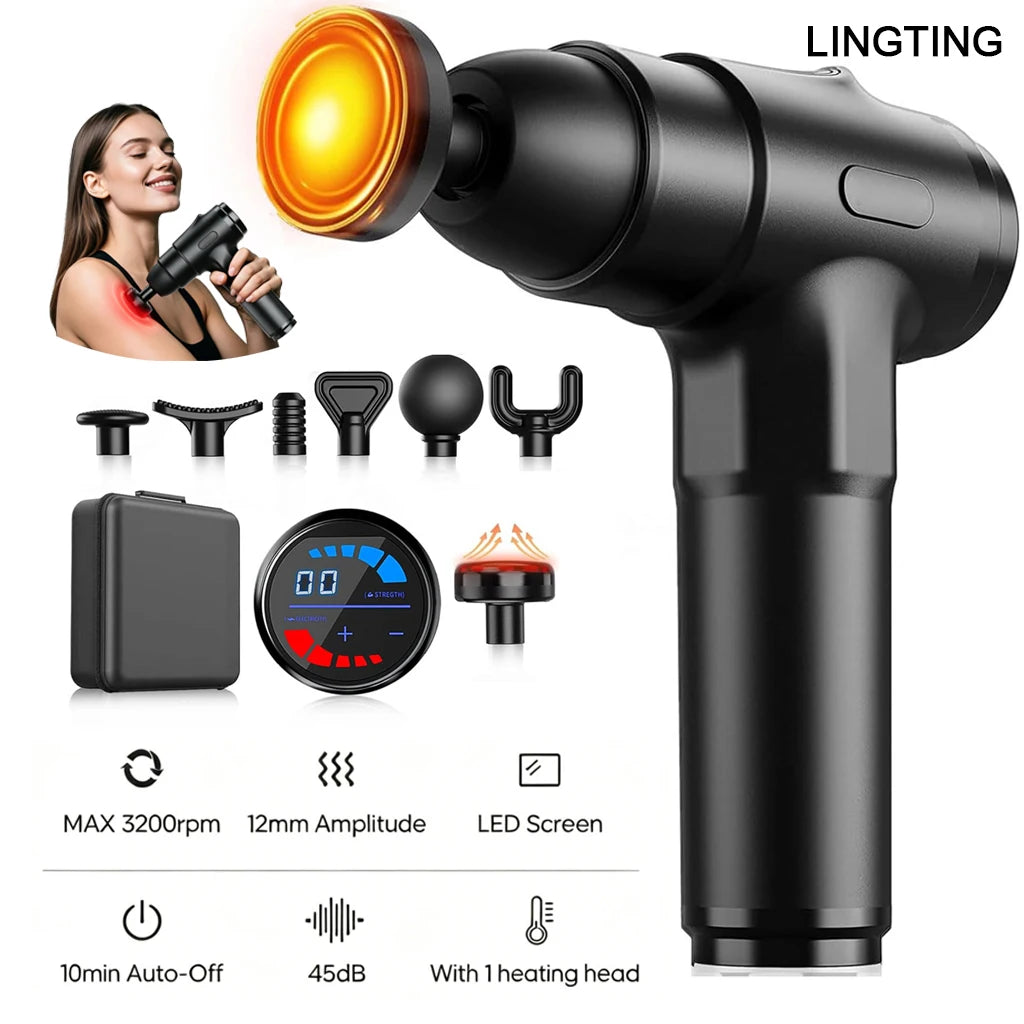 LINGTENG Deep Tissue Massage Gun With 7 Heads And Storage Case