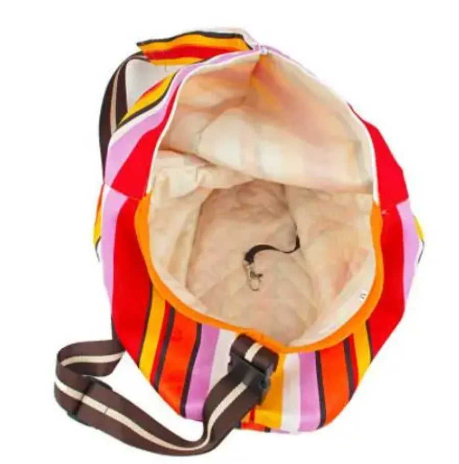 Striped Pet Sling Bag With Adjustable Shoulder Carrier For Pets