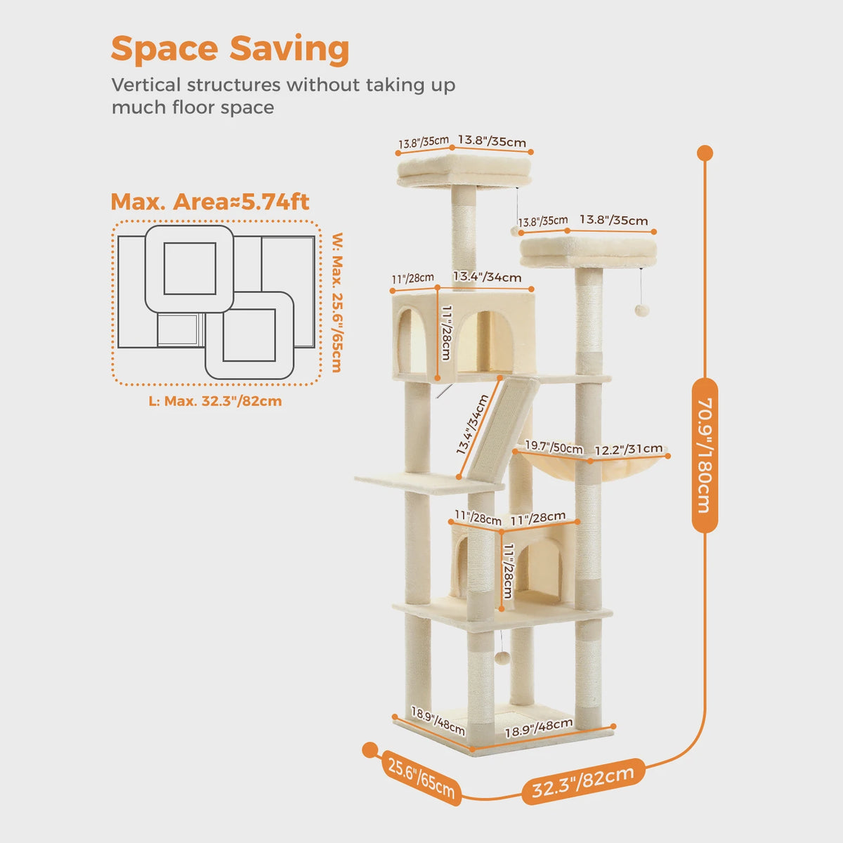 PAWZ Road Multi-Level Cat Tower With Scratching Posts And Perches