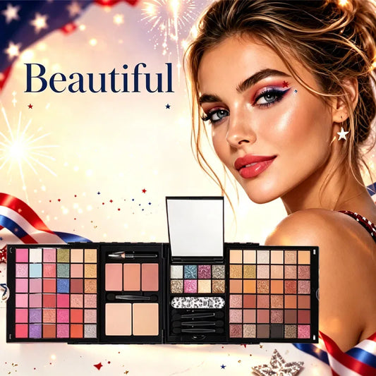 Professional Makeup Kit With Mirror Eyeshadow Blush Lipstick Set