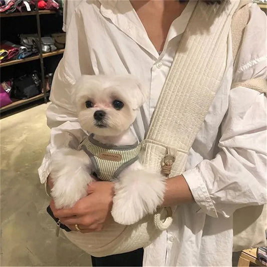 Pet Crossbody Sling Carrier Bag For Cats Dogs Canvas Travel Bag