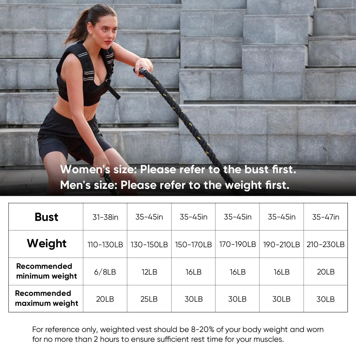 Weighted Vest For Men And Women With Reflective Strips For Running And Walking