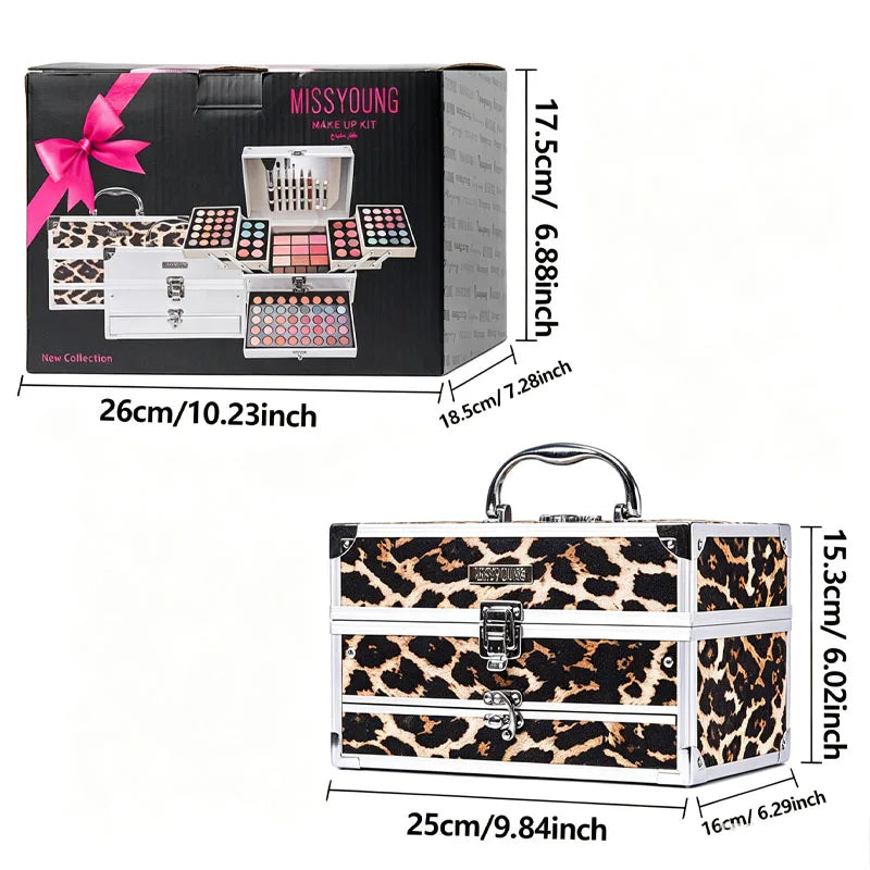 Pro All-In-One Eyeshadow Set, Full Makeup Kit, Professional All-In-One Makeup Kit for Women And Beginners, with Mirror, Eyeshadow, Blusher, Eyebrow Powder, Eyeliner, Cosplay Daily Makeup, for Natural And Glam Looks, Ideal Chr