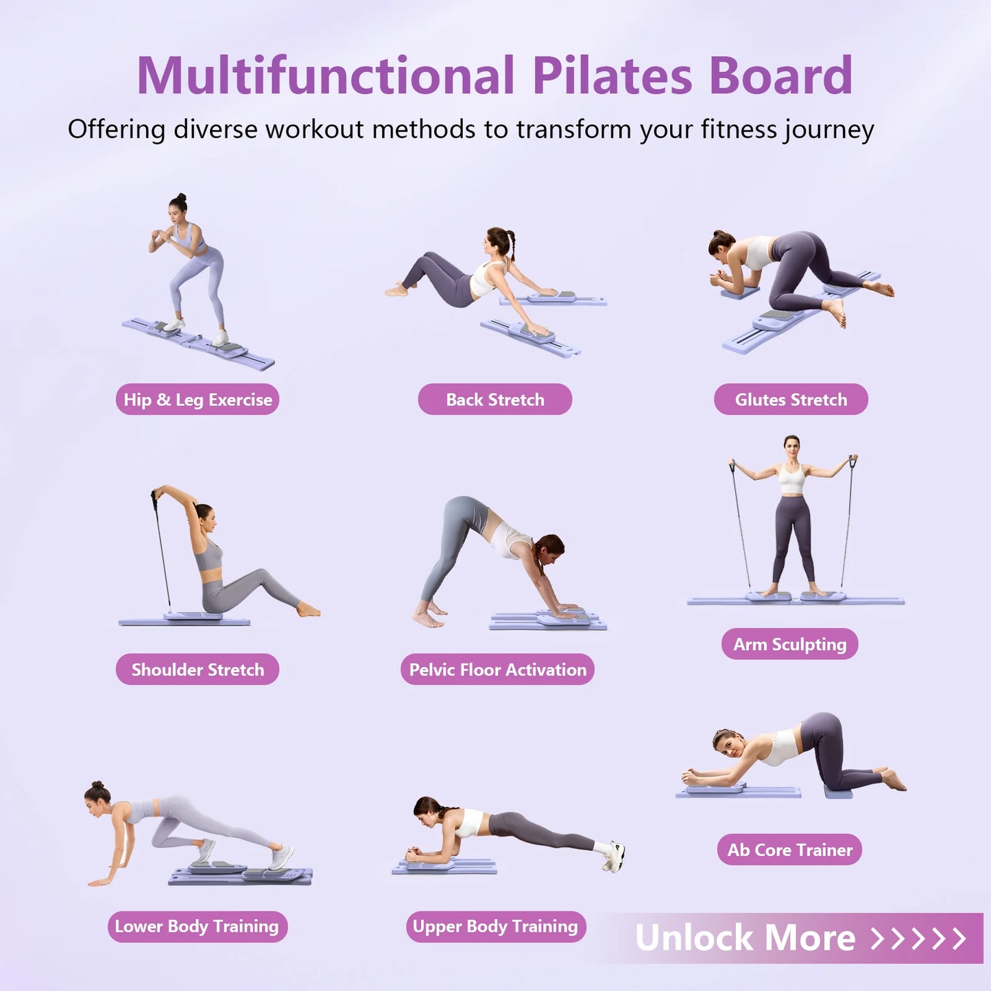 WSUEL Pilates Reformer Set 7 in 1 Home Workout System