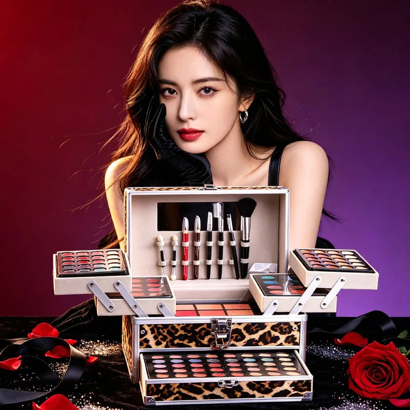 Pro All-In-One Eyeshadow Set, Full Makeup Kit, Professional All-In-One Makeup Kit for Women And Beginners, with Mirror, Eyeshadow, Blusher, Eyebrow Powder, Eyeliner, Cosplay Daily Makeup, for Natural And Glam Looks, Ideal Chr