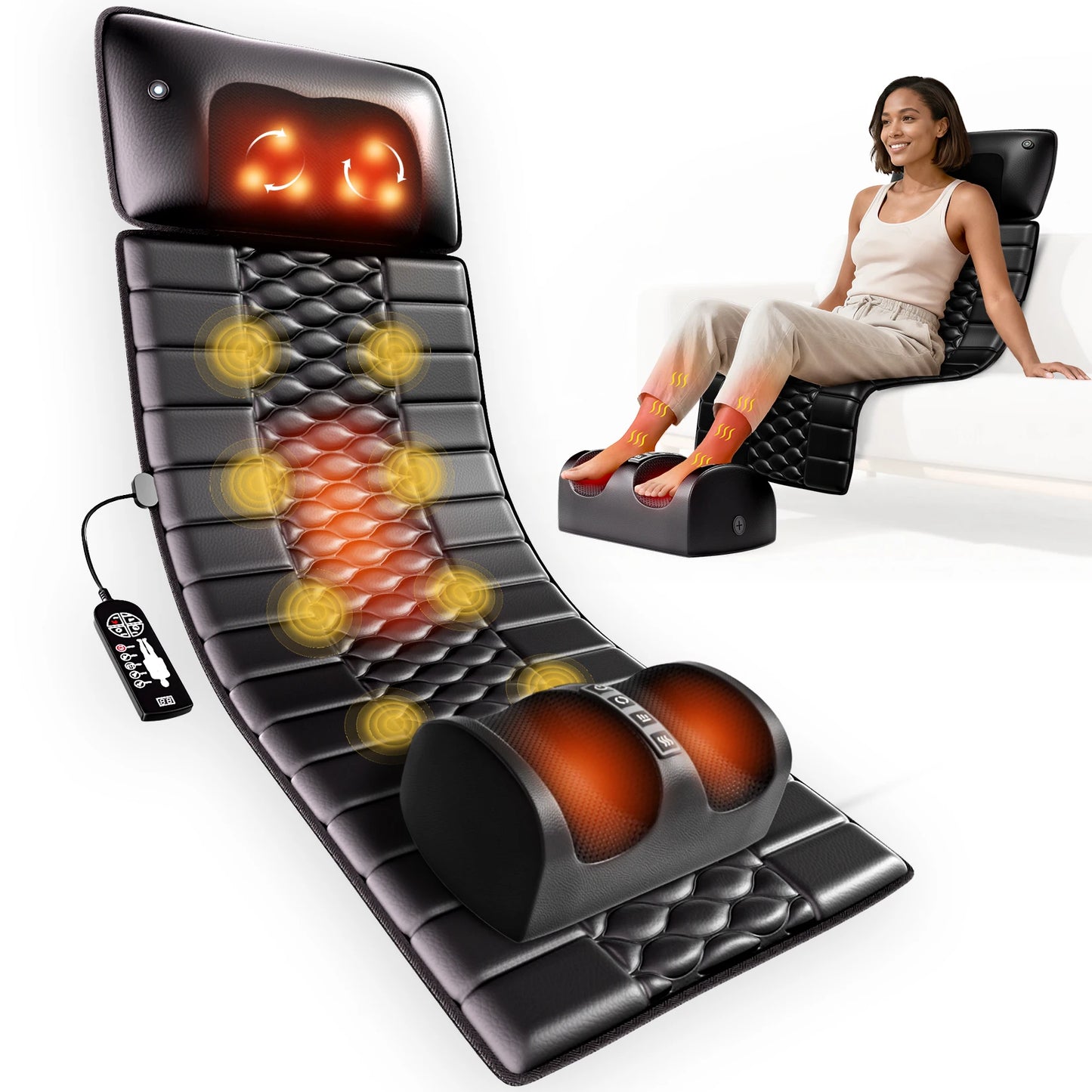 HOMEMASSA Shiatsu Full Body Massage Mat With Heat And 10 Motors