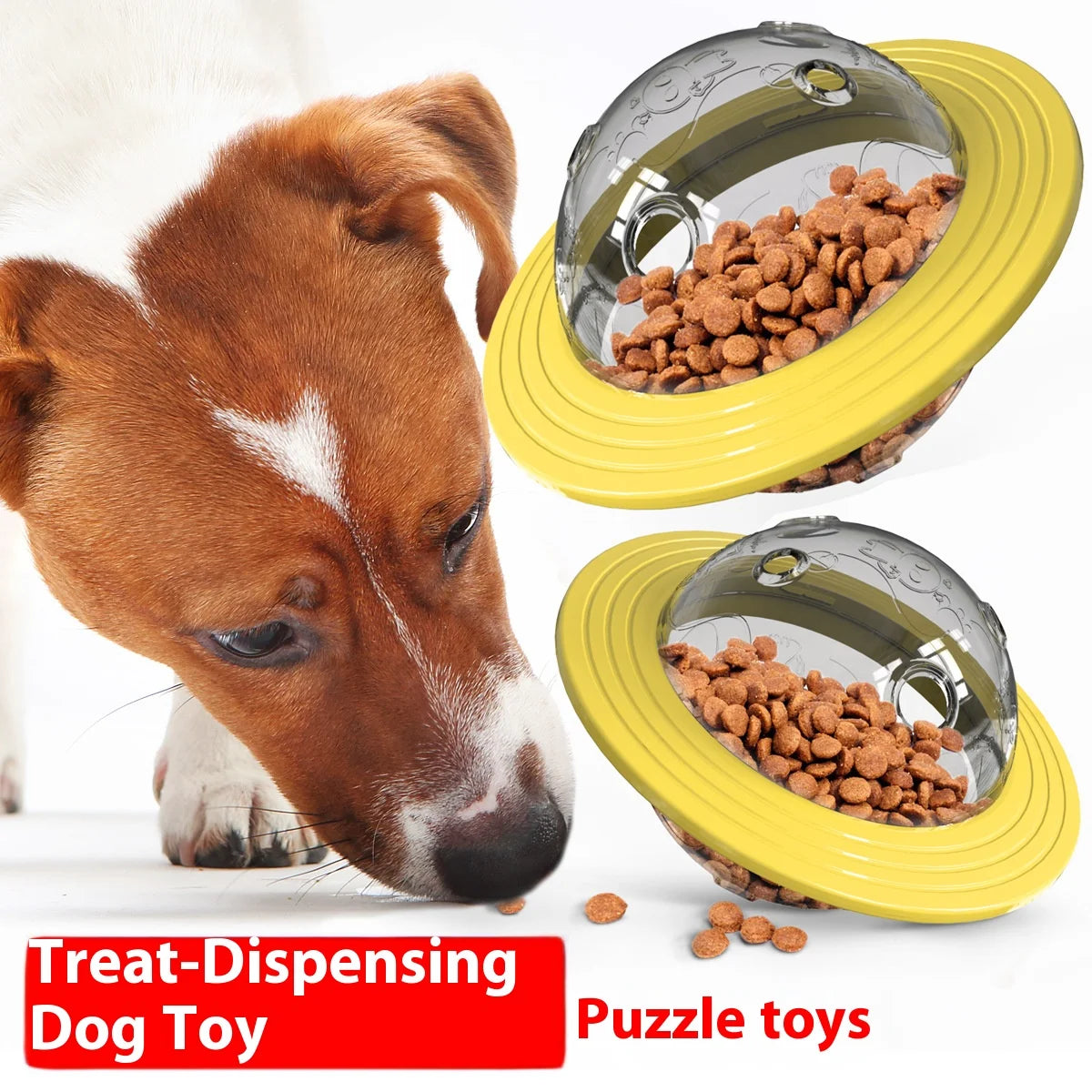 Chew Proof Flying Saucer Dog Toy Treat Dispenser Unbreakable