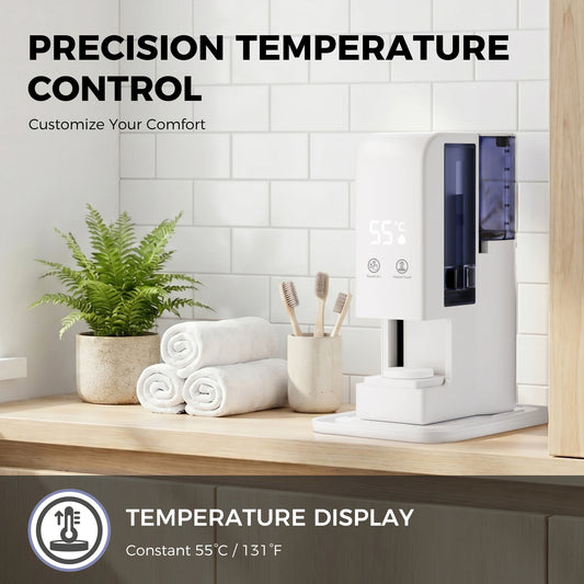 Compressed Towel Warmer, 55°C Constant Temperature Automatic Warm Towel Machine, 1‑Min Fast Heating Touch Screen Hot Compress Towel Dispenser for Home Baby Skincare Makeup Removal
