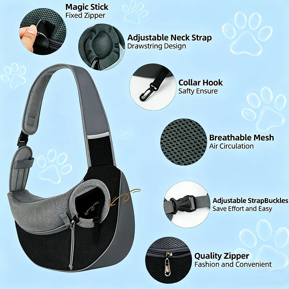 Breathable Pet Sling Carrier for Small Dogs and Cats