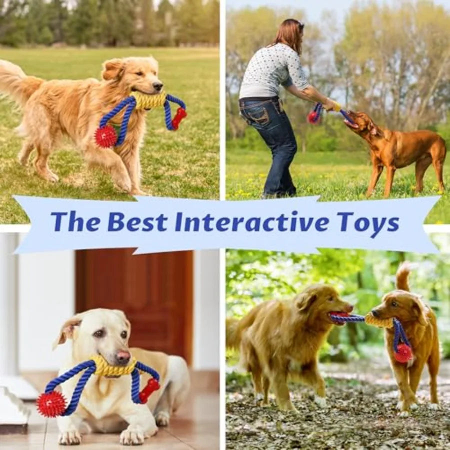 Interactive Dog Rope Tug Toy, Durable Chew And Pull Toy