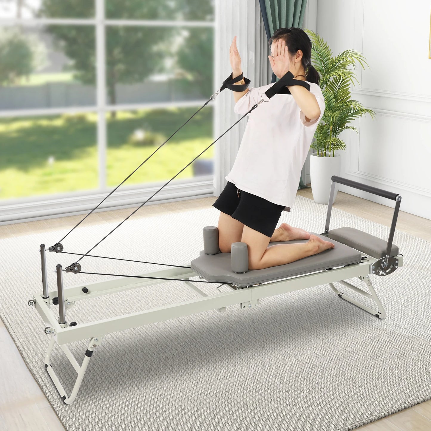 Foldable Pilates Reformer Machine With Multifunctional Fitness Equipment 120kg
