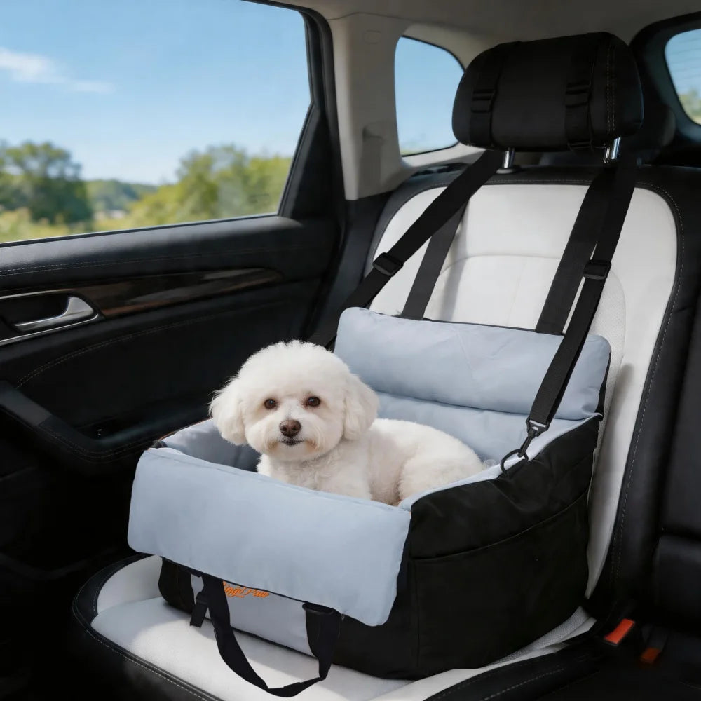BORWART Portable Dog Car Seat Booster Bed With Safety Belt