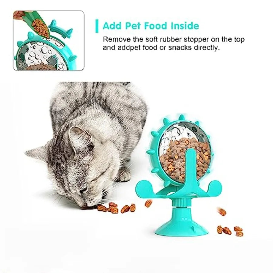 Interactive Cat And Dog Treat Dispenser Toy With Rotating Feeder