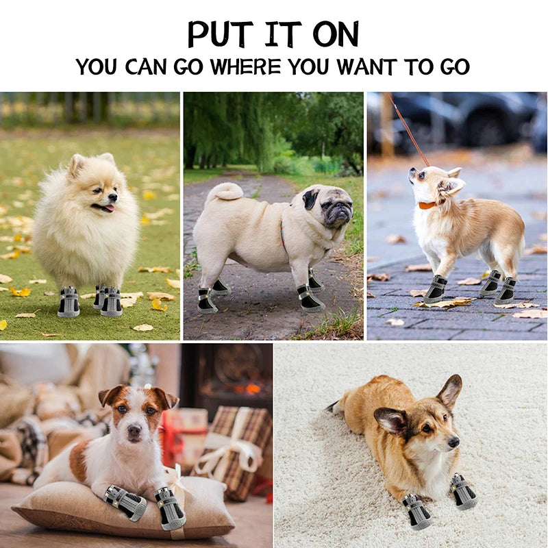 Hobbaggo Dog Shoes Non Slip Breathable Plush Paw Boots